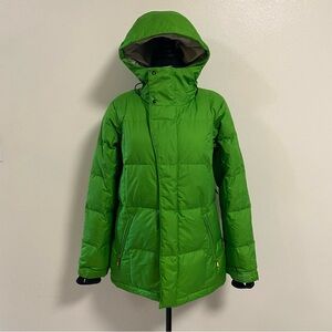 Bonfire Parka Women’s Size Large Lime Green Hooded Down Puffer Jacket Parka